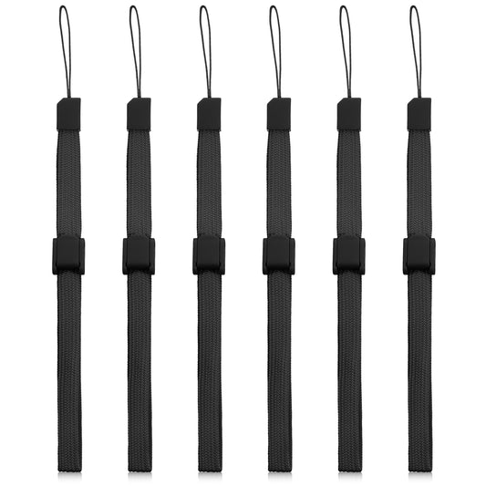 Skrfren 6 PCS Hand Wrist Strap Lanyard, Adjustable Wrist Straps Universal Wristlet Wristband with Slider Lock Phone Strap for Remote Controller, Mobile Phone, Black