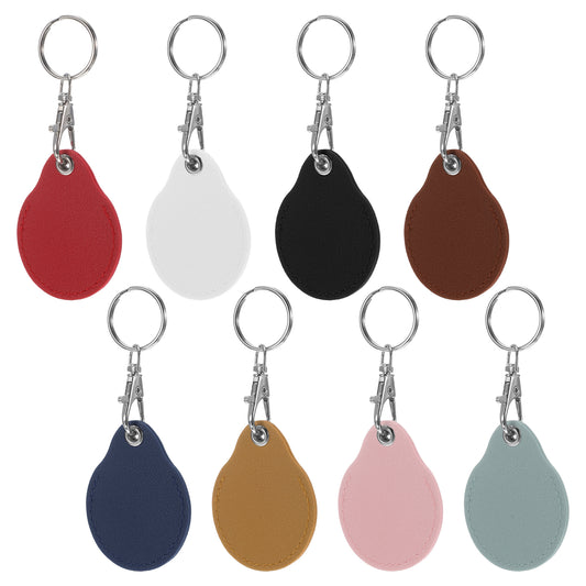 QfwdfcTrenz 8 Pcs RFID Fob Holder PU Leather Keychain Proximity ID Card RFID Key Fob Smart Protector Commone for Keyfob Token Tag Door Entry Access