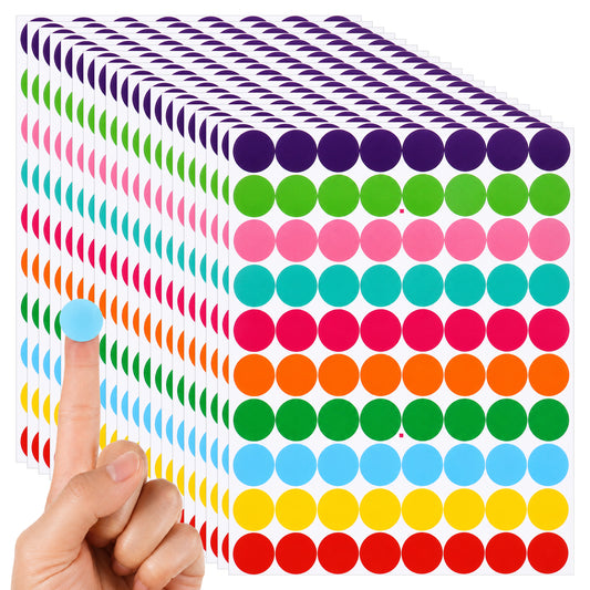 1400 Pcs 0.7" Round Coloured Stickers Circle Sticker Self-Adhesive Labels Adhesive Labels for Office, Home, Gaming, Price Tag