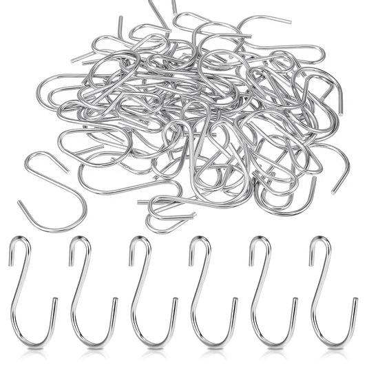 Xyembu 30 Pcs S Hooks for Hanging, Stainless Steel S Shaped Hooks, Heavy Duty S-Hooks, Metal Hanging Plants Hook, Small S-Hook for Kitchen, Garden, Closet (1.7x0.9 Inches)