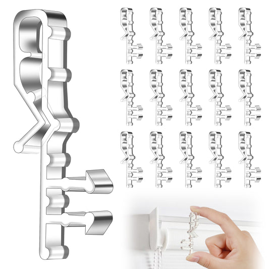 16 PCS Hidden Channel Valance Clips, 2-1/8 Inch Clear Plastic Blind Clips for Window Valance with Groove, Blinds Clip Replacement