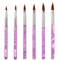 Acrylic Nail Brush Set 6Pcs Nail Art Pen 3D Nail Engraving Professional Nail Art Brushes Tool Kit Gel Brushes for Nails for Nail Salon DIY Size 2/4/6/8/10/12