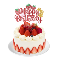 Strawberry Shortcake Cake Topper Strawberry Shortcake Decorations Red Glitter Flower Fruit Theme Birthday Berrry Cake Pick Decorations for Strawberry Theme Birthday Party Cake Decorations Supplies