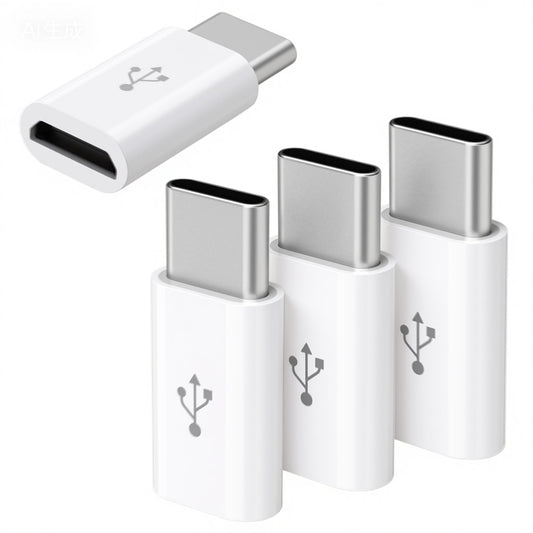 Skrfren 8 Pack Micro USB to USB C Adapter, MicroUSB Female to Type C Male Adapter MicroUSB Convert Connector Support Charge Data Sync for Mobile phone and tablet and Micro Devices (white)