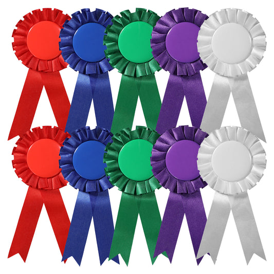 10PCS Award Ribbon Rosette Set, Grand Prize Ribbon Winner Victory Ribbons, Satin Participation Ribbons Medals Deluxe Recognition-Ribbon Honorable Mention Award-Ribbon for Classroom Winner Certificate