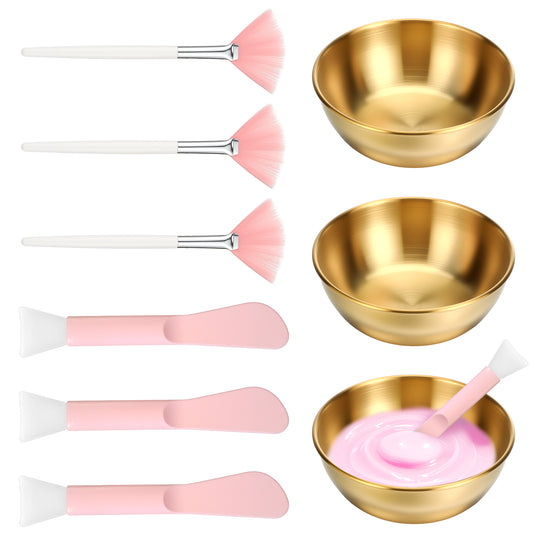 9 Pcs Facial Bowls and Brush Set Esthetician Facial Bowls Spatula and Fan Brush Mask Mixing Kit SPA Cosmetic Tool for Women Home Beauty Salon