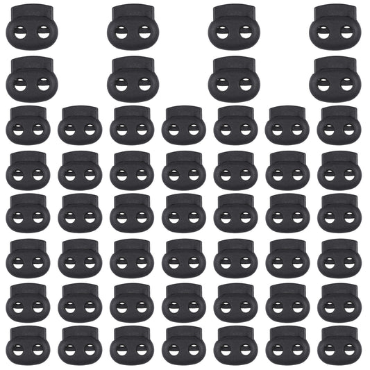EupHHonycs 50 Pack Plastic Cord Locks, Black Plastic Spring Cord Lock, Cord Locks for Drawstrings, Draw String Clip for Drawstrings, Bags, Clothing, Paracord