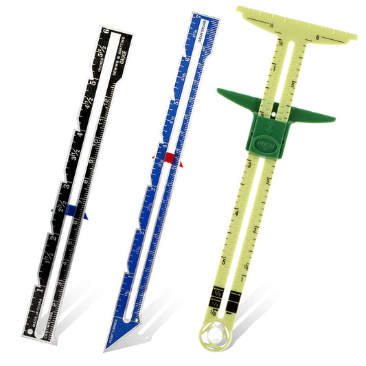3 PCS Sewing Gauges, Seam Gauge for Sewings Measuring Tools Sliding Gauge Ruler, 5-in-1 T-Shaped Seam Guide Ruler, Sewing-Gauges with Sliding Marker for Knitting Crafting Sewing Beginner Supplies