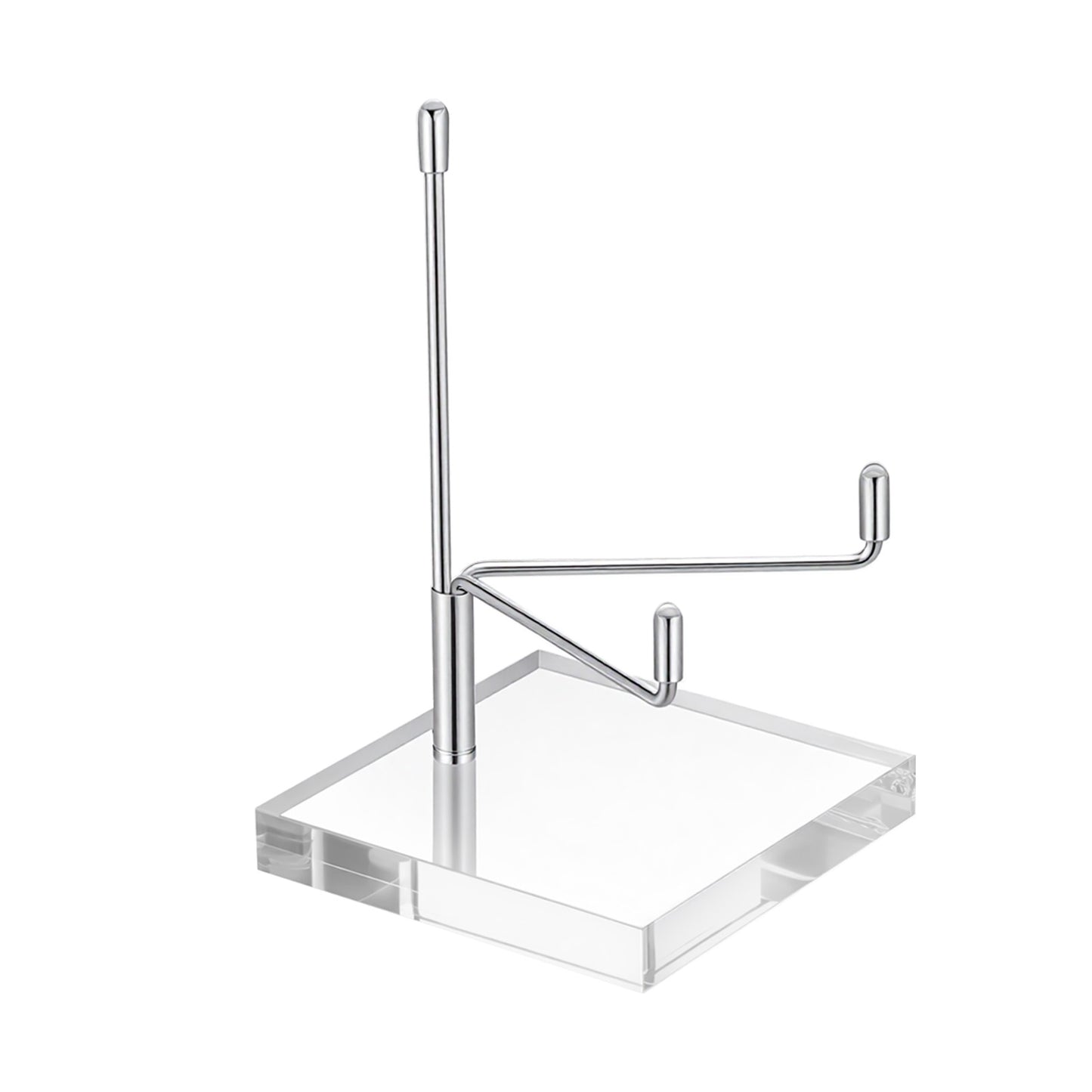 Bruislard Acrylic Display Stand with Adjustable Metal Arms Clear Base Small Easel Decorative Plate Stand Rock Crystal Collectibles Holder for Displaying Picture Mineral Fossil Coral