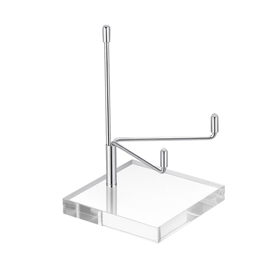 Bruislard Acrylic Display Stand with Adjustable Metal Arms Clear Base Small Easel Decorative Plate Stand Rock Crystal Collectibles Holder for Displaying Picture Mineral Fossil Coral