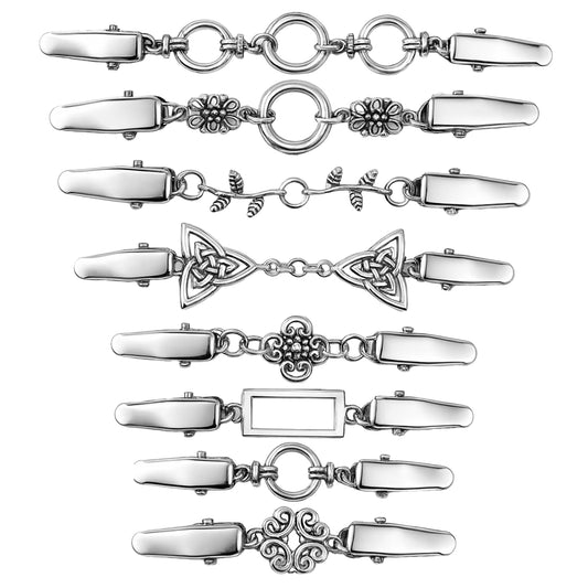 8 Pcs Vintage Sweater Clips for Women, Retro Cardigan Shawl Collar Clips Classic Elegant Silver Brooches for Dresses, Shirts, and Scarves 8 Styles