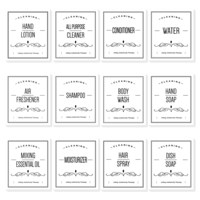 24 Pcs Waterproof Soap Labels Lotion Labels Reusable Bathroom Label Stickers Kitchen Hand Soap Dispenser Label Stickers for Shampoo and Conditioner Travel Bottles (White)