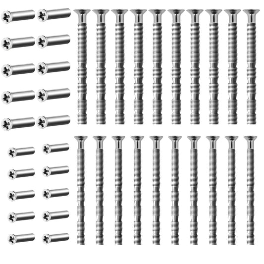 40PCS M3 M4 Door Handle Fixing Screw Connecting Bolt and Sleeves Door Handle Bolt for Cabinet Drawer Door (60mm)
