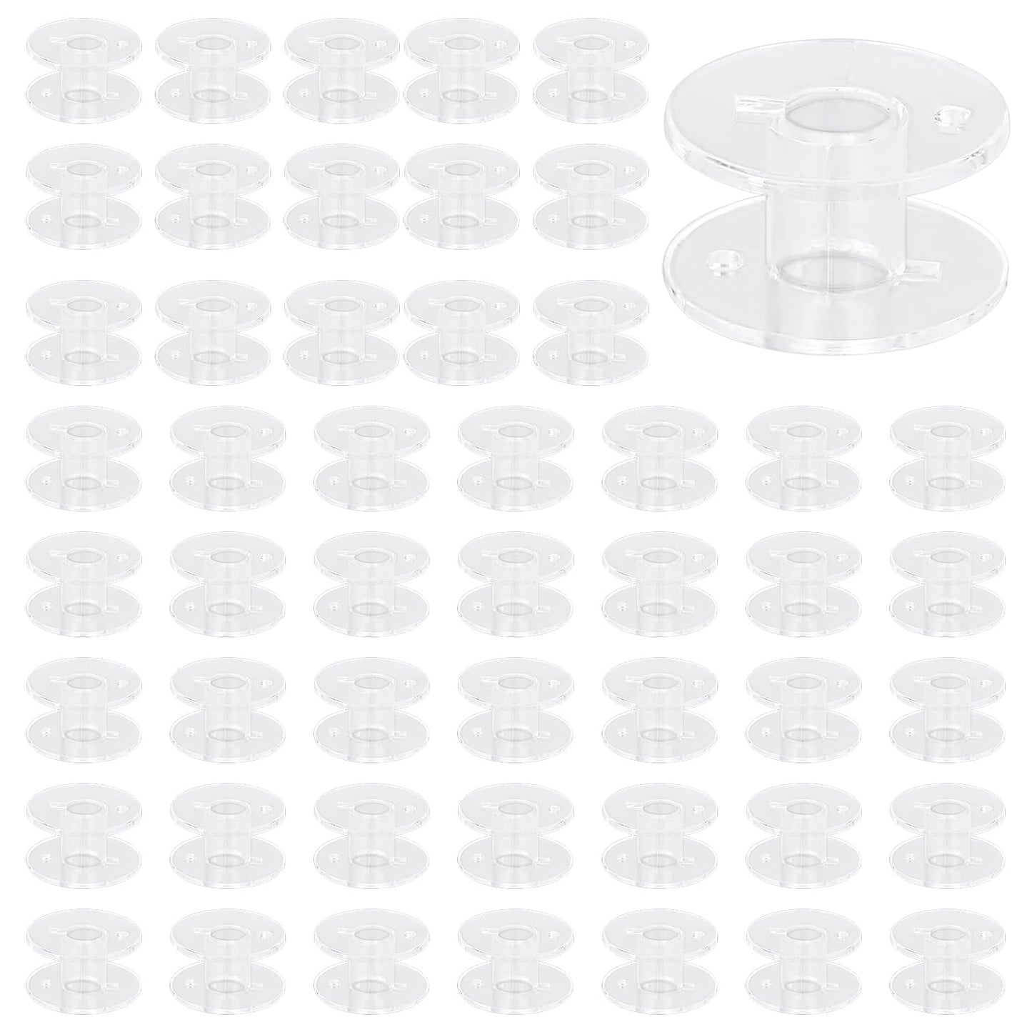 Sewing Machine Bobbins, 50Pcs Clear Plastic Bobbin Embroidery Bobbins Sewing Supplies Class 15 Bobbins Transparent Bobbin Thread Sewing Machine Accessories Universal for Home Sewing Machine Parts