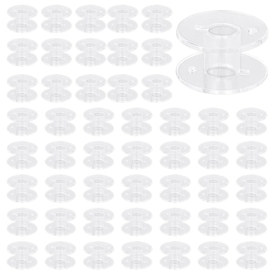 Bobbins for Sewing Machine, 50 Pcs Clear Plastic Sewing Machine Bobbins Embroidery Bobbins Class 15 Bobbins with Storage Box Sewing Machine Accessories Universal for Home Sewing Machine Parts