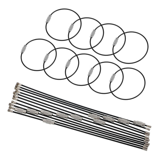 FdcZeyxior 20 PCS Black Wire Keychain Cable, Stainless Steel Wire Ring Large Keyring Hoop 2mm Cable Loop Rings for Hanging Luggage Tags, Keys and ID Tag Keepers (6 Inch)