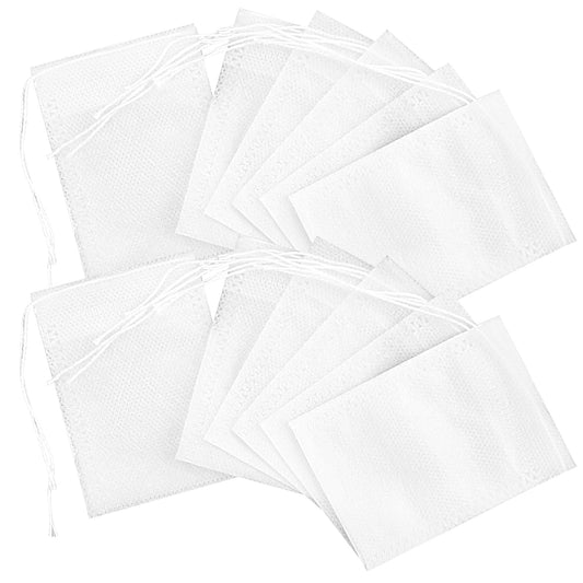 200pcs Disposable Tea Filter Bags White Tea Bags Empty Tea Filter Bags with Drawstring Coffee Filter Bag Drawstring Seal Tea Bag for Loose Leaf Tea (6 x 8 cm)