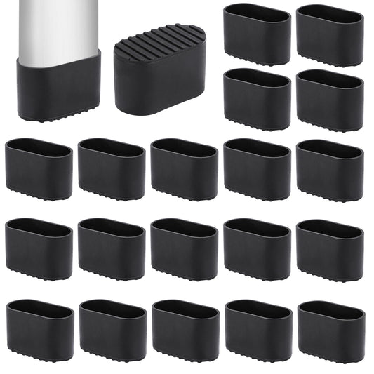 20 Pack 40 mm*18 mm Plastic Chair Feet Black Furniture Table Leg Covers Floor Protectors Oval Chair Leg Caps Chair Feet Caps for Furniture Legs Chair Leg
