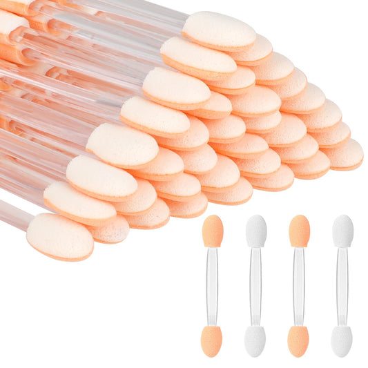 Eyeshadow Applicators, 50Pcs Disposable Dual Sides Eye Shadow, Eye Shadow Brushes Set, Sponge Brush, Black Sponge Brush, Eye Makeup Brushes for Women Girls(Transparent)