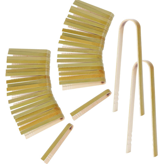 40 Pcs Mini Wooden Tongs 4 Inch Disposable Cooking Utensils Bamboo Tongs Disposable Tongs, Buffet Tongs Cooking Tongs for Cooking Bamboo Toast Tongs Bread Pickles Home Use