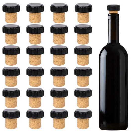 24 Pieces T-Shaped Stopper Cork, Wine Bottle Corks, Cork Plugs, Wine Corks for Wine Bottles, Wine Stoppers for Homemade Wine Beer Bottles Champagne