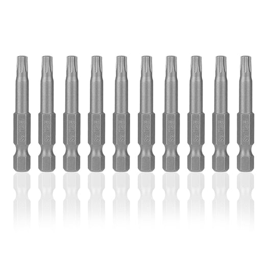 10Pcs Torx Head Screwdriver Bit Set 50mm 1/4 Inch Hex Shank T25 S2 Steel Screwdriver Magnetic Tamper Proof Star Torx Security Screwdriver Bits Set