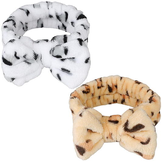 2 Pcs Spa Headbands for Women Makeup Headbands Skincare Headband Fluffy Headbands for Washing Face Microfiber Bowtie Headbands Shower Headband Skincare Prevent Liquids from Spilling Down Hair