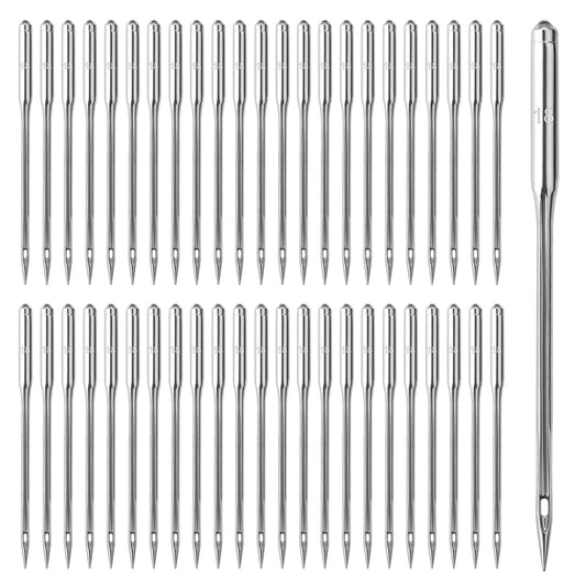 100PCS Sewing Machine Needles Universal Sizes Heavy Duty Sewing Machine Needles for Embroidery Leather Jeans, Home Sewing Machine (110/18)