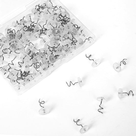 100 Pcs Upholstery Twist Pins Clear Heads Bed Skirt Pins Plastic Upholstery Tacks for Slipcovers Mattresses Headliner Repair Loose Drapery Craft