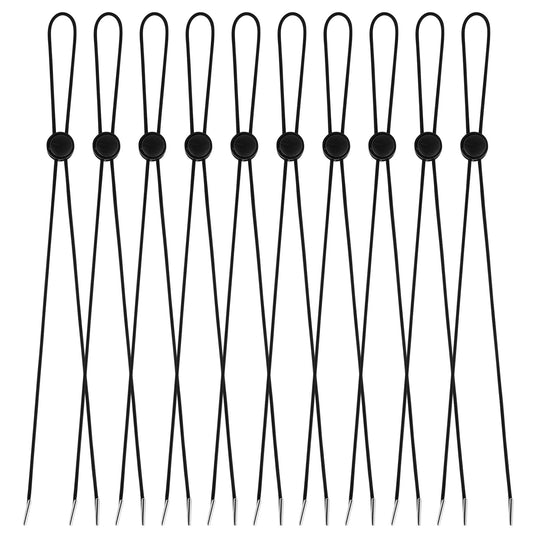 KALIONE 10 Pcs Adjustable Hat Strap Clips Flexible Hat Chin Cord, Elastic Hats Removable Chin Cord Anti-Lost Cap Strap Clips Fastener for Golfing Boating Fishing Hat Outdoor(Black)