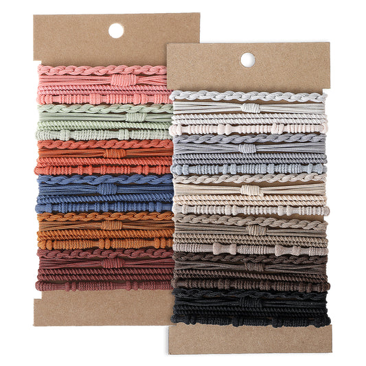 48 PCS Boho Hair Ties, Boho Hair Accessories, Hair Ties for Women, Elastic Hair Tie Bracelets, 12 Styles Bracelet Hair Ties for Thin and Thick Hair, Bracelets Hair Ties, Boho Ties for Ponytail Holders