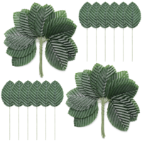 200Pcs Fake Leaves, Dark Green Artificial Leaves with Stems Fake Single Leaf for DIY Crafts Scrapbooking Home Decor Flower Bouquet Wedding Party Decorations (10cm)