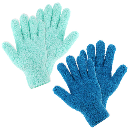 Microfiber Gloves for Plants, 4 Pieces Plant Cleaning Gloves Reusable Dusting Mitt Multi-purpose Washable Dusting Cleaning Gloves for Kitchen House Plants Cars Mirrors Lamps Blinds Dusting Cleaning