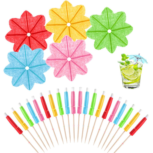 Pack of 50 Cocktail Umbrellas, Paper Umbrellas, Colourful Cocktail Umbrellas, Cocktail Accessories, Cocktail Decoration, Suitable for Parties, Summer Party, Tropical Drinks, Fruit Lid, Bar Decoration