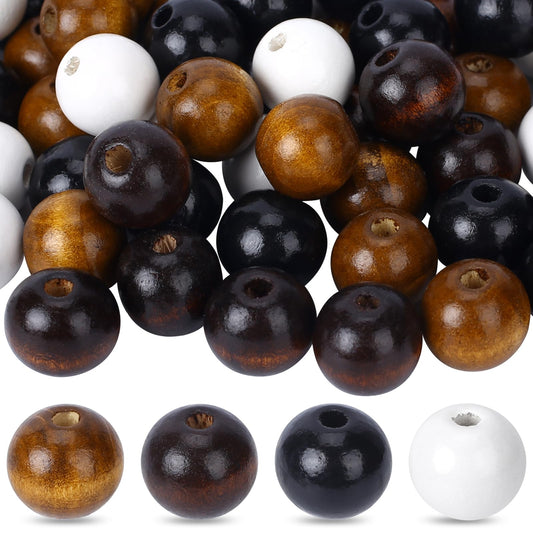 Hariendny 160 Pcs 16mm Farmhouse Handmade Wood Beads Round Wooden Beads Polished Boho Beads Macrame Beads for Bracelet Necklace Making Home Decor Craft DIY