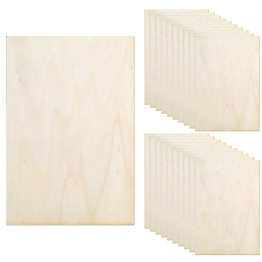 20 Pack Basswood Sheets, 3.9 x 5.9 x 0.078 Inches Rectangular Balsa Wood Sheet Laser Engraving Blanks Plywood Sheets Thin Craft Unfinished Wood for DIY Ornaments, Aircraft Ship Boat, School Projects