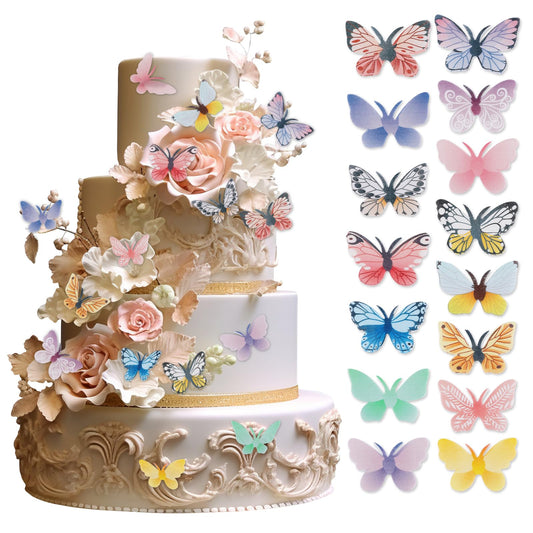 72 Pcs Butterfly Cake Decorations Cake Toppers Butterflies for Cakes, Paper Butterflies for Wedding Birthday Baby Shower Party Supplies (Assorted Color)