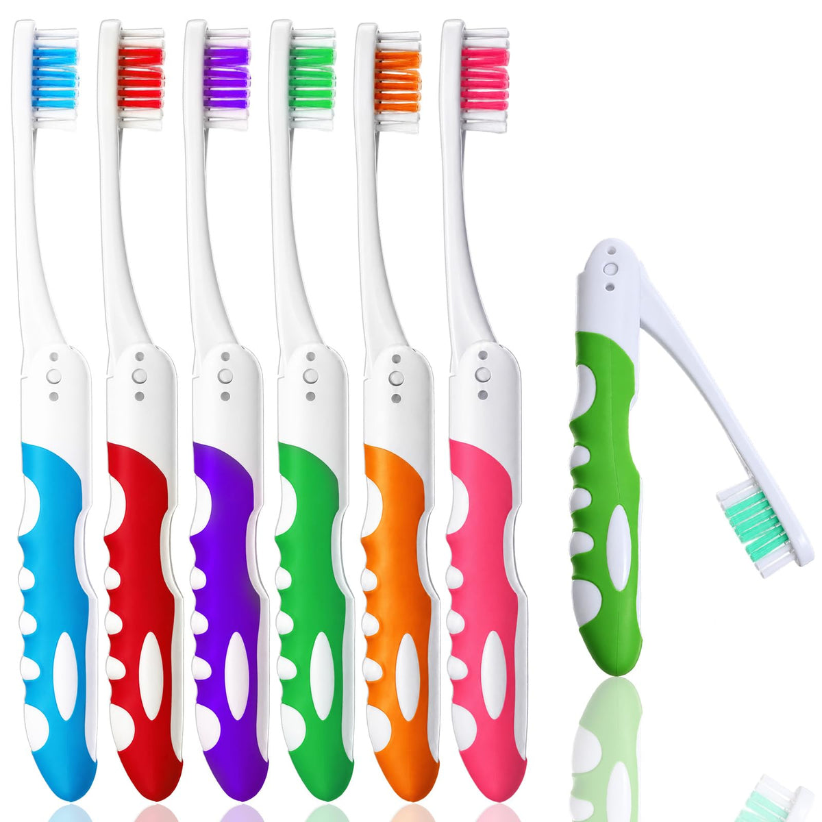 6 Pcs Folding Travel Toothbrush Set, Portable Soft Bristles for Adults