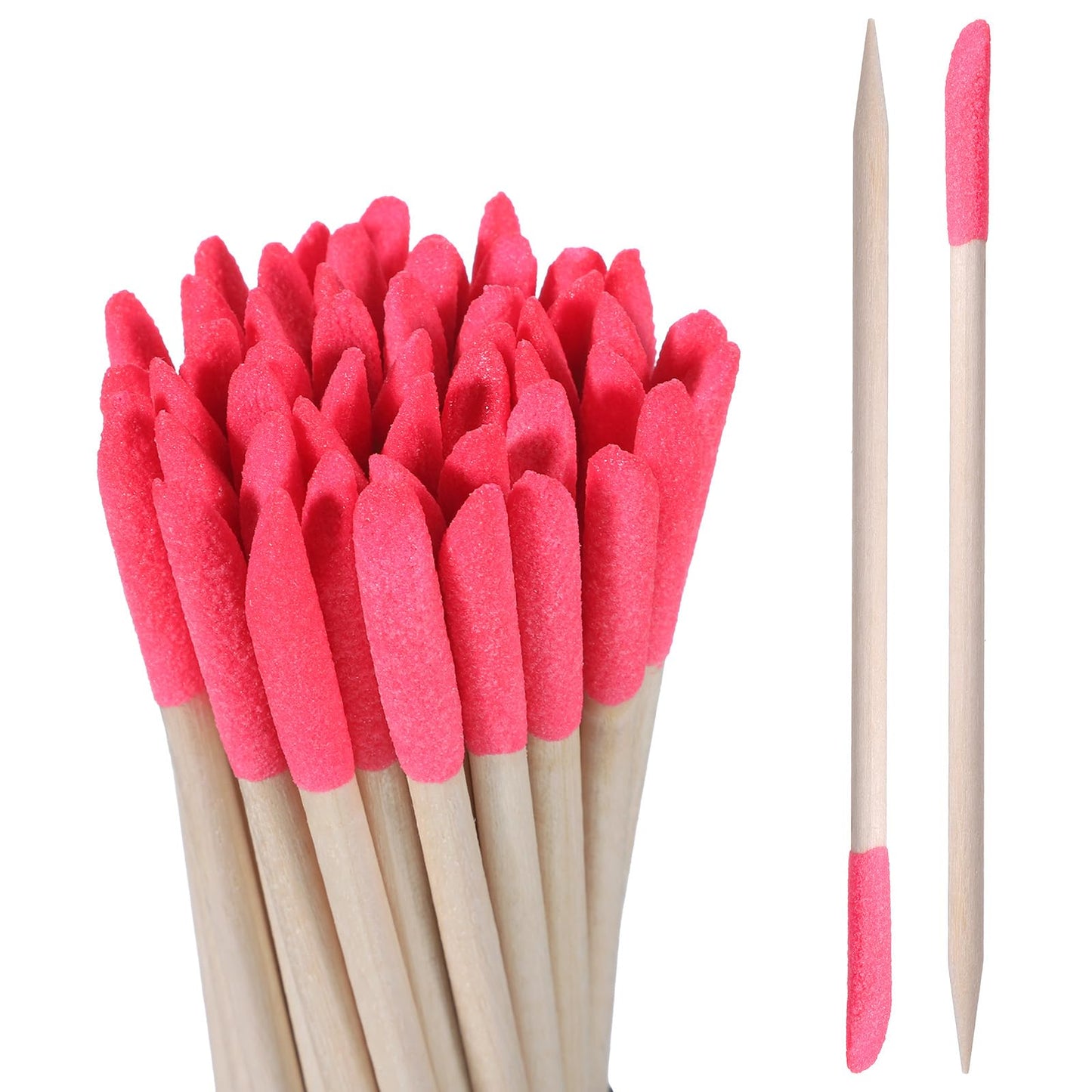 Sanding Sticks, 50 Pcs Natural Wooden Cuticle Pusher Sticks Pink Pumice Stone Cuticle File Double-Headed Manicure Fine Detailing Tools for Tight Spaces for Manicure Pedicure Home Salon Mani Pedi