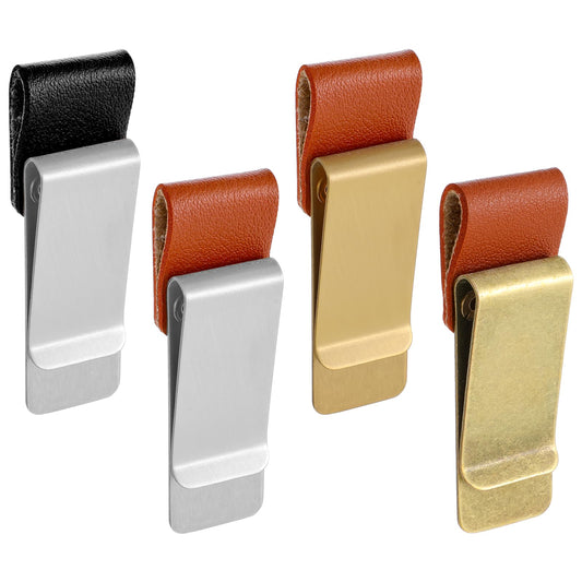 Vintage Notebook Pen Holder, 4 Pieces PU Leather Retro Notebook Pen Holder 4 Colours Notebook Pen Loop with Clips for Diary Clipboard, Travel Planner Fit Most Pen Sizes