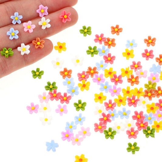 100 PCS Micro Resin Daisy Blooms Garden Miniature Polyresin Flowers Mini Accessories Flowers for Crafts Miniature Flowers for Terrarium Zen Garden, Back Garden Micro Landscaping Decoration