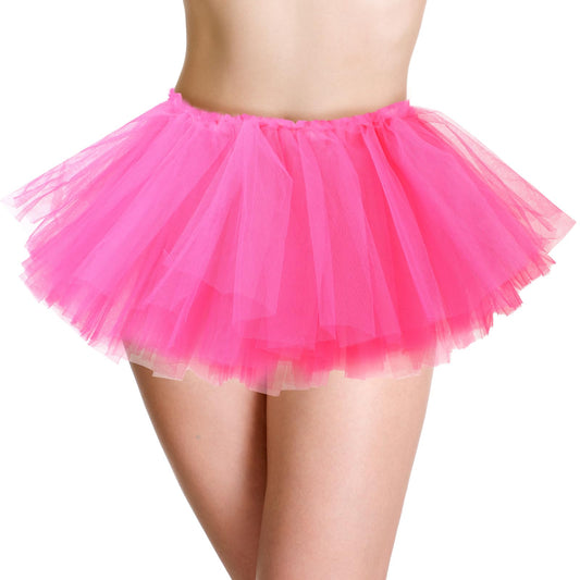 KALIONE Hot Pink Tutus for Women, 5 Layered Adult Tutus Skirts for Women, Classic Elastic Pink Tutu Dress for Girls