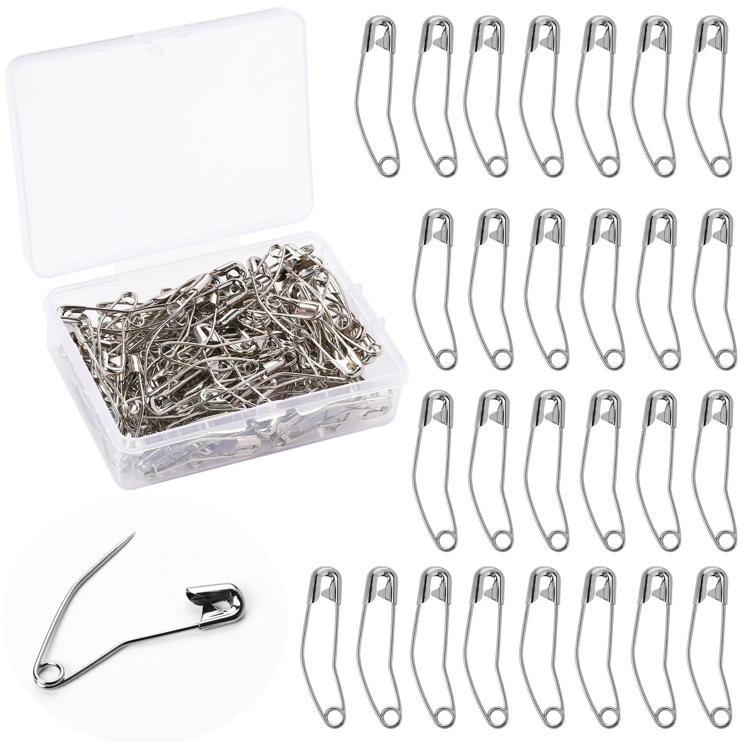 100Pcs Curved Safety Pins Quilting Pins Safety Pins Curved Security Pins, Curved Pins Quilting Supplies, Metal Safety Pins, Basting Pins Curved Basting Pins(38mm/1.5inch)