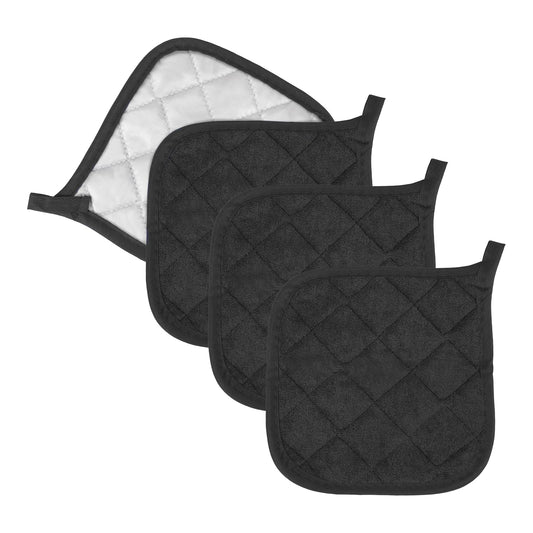 4 Pack Pot Holders for Kitchen, Cotton Heat Resistant Hot Pads for Cooking and Baking(black)