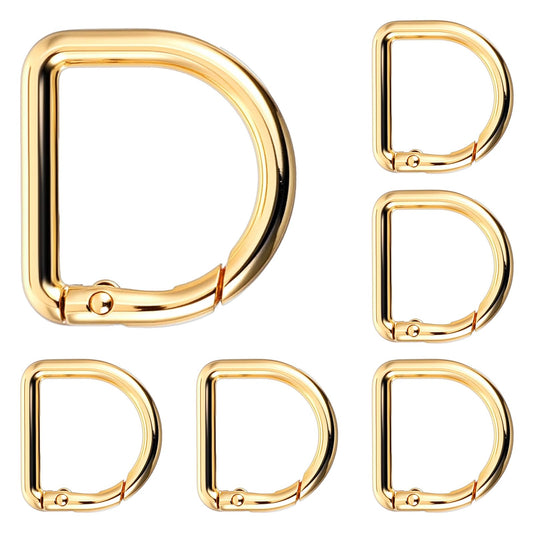 5 PCS D Ring Spring Key Hooks Gold Metal Keyring Clip for Keychain Belt Backpacks Handbag Purse Strap Hardware, DIY Crafts