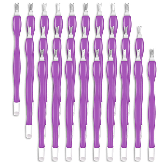 30PCS Nail Cuticle Remover Trimmer Pusher Nail Cleaner Rubber Stainless Steel Double Head Dead Skin Purple Cuticle Removal Fork Plastic Handle Practical Nail Art Tools for Fingernail Toenail Men Women