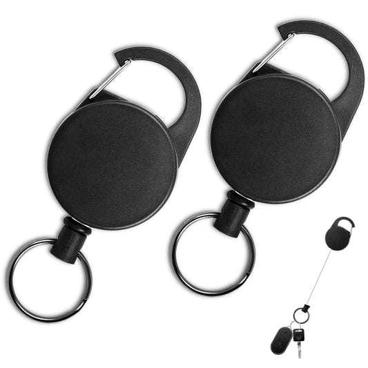 2Pcs Retractable Keychain Keyring, Heavy Duty Retractable Badge Holder, Retractable Lanyard Badge Reels, Keychain Key Holder, Badge Holder with Clip Badge Reels