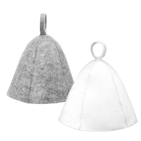 Qulkws 2 PCS Sauna Hat, Wool Sauna Hat Vaporarium Cap, Russian Banya Cap for Men Women (White and Gray)