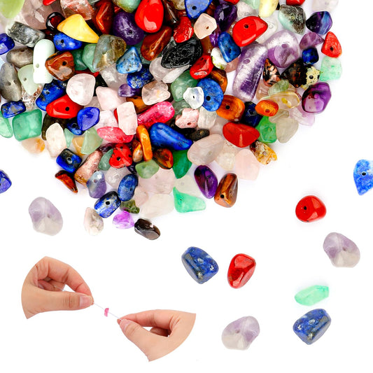 450Pcs Crystal Beads for Jewelry Making Multicolor Natural Chip Stone Beads 5-8mm Crystal Loose Rocks Bead for Bracelet Necklace Earrings DIY Craft