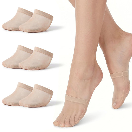 Skrfren 6 Pairs Half Socks for Women, No Show Toe Socks for Heels Toe Topper Liner Sock Mule Sock Non-Skid